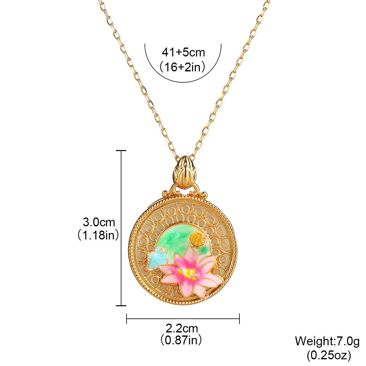 

Китайское эмалевое ожерелье с подвеской в виде лотоса: Винтажный стиль, Полый дизайн, Цепочка для ключицы, Высококлассный.