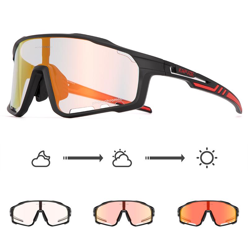 Kapvoe Gold Photochromic Glasses Cycling  Sunglasses Men Women Sports Speed Road Mtb Mountain Bike Bicycle Cycle Eyewear Goggle