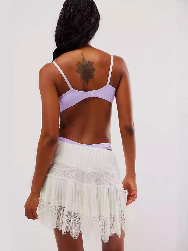 High Waist Irregular Lace Ballet Skirt - Versatile Short Solid Color