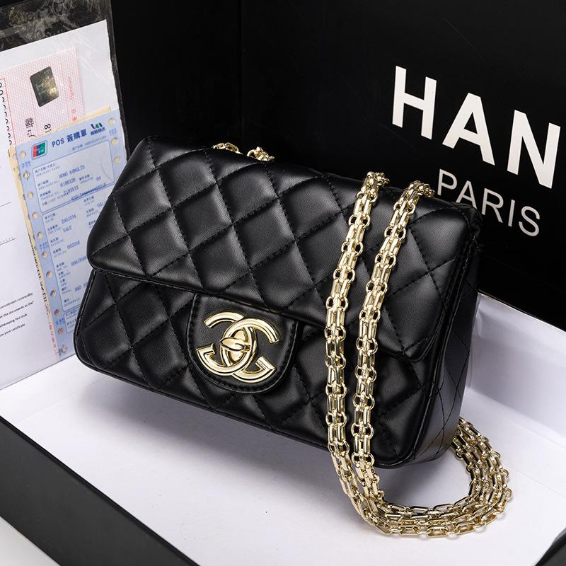 Women's bag new fashionable and versatile high-end diamond chain bag leather shoulder  bag tide