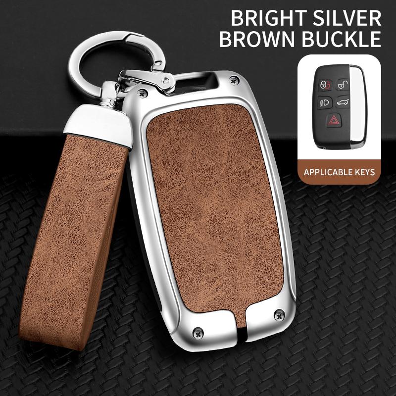 Leather Metal Car Key Case Cover Bag for Land Rover Range Rover Sport Evoque Freelander Velar Discovery 4 Jaguar XE XJ XF Guitar
