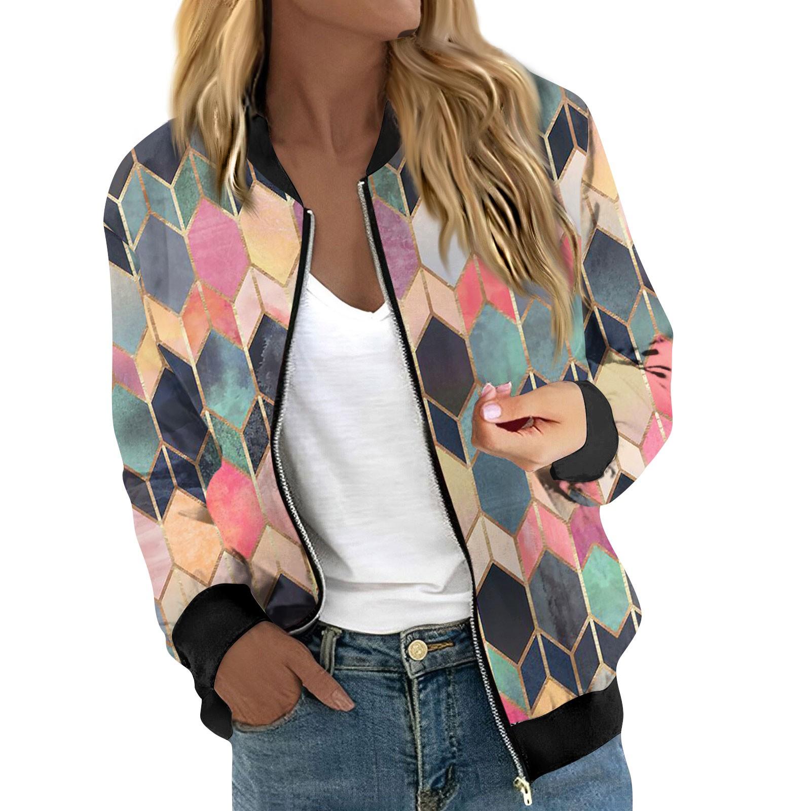 

Куртки для женщин, легкие укороченные куртки с длинным рукавом на молнии, модная верхняя одежда с принтом, повседневные стеганые куртки с карманами XXL розовый