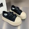 Ugly Cute Leather Velcro Thick-soled Little White Shoes Women's 2025 Autumn New Models Increase Height and Show Feet, Small Board Shoes, Big Head Sho