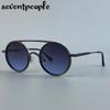 Small Frame Round Punk Sunglasses Women  Luxury Brand Trendy Metal Double Beam Sun Glasses Steampunk Driving Shades For Lady