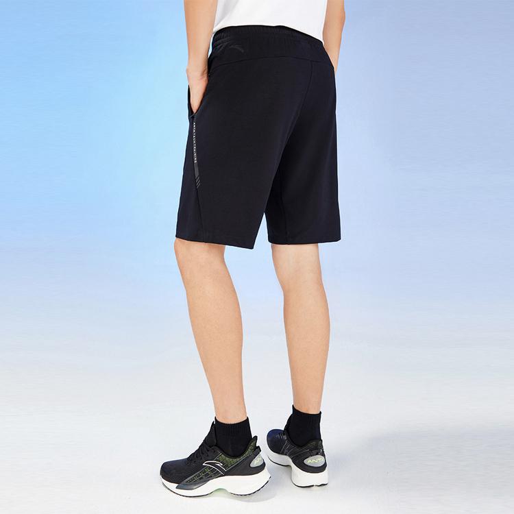 Anta Training Series Logo Buchstaben Mid-Waist Straight Leg Five-Point Shorts Herrenshorts Basic-Schwarz 152327311-3