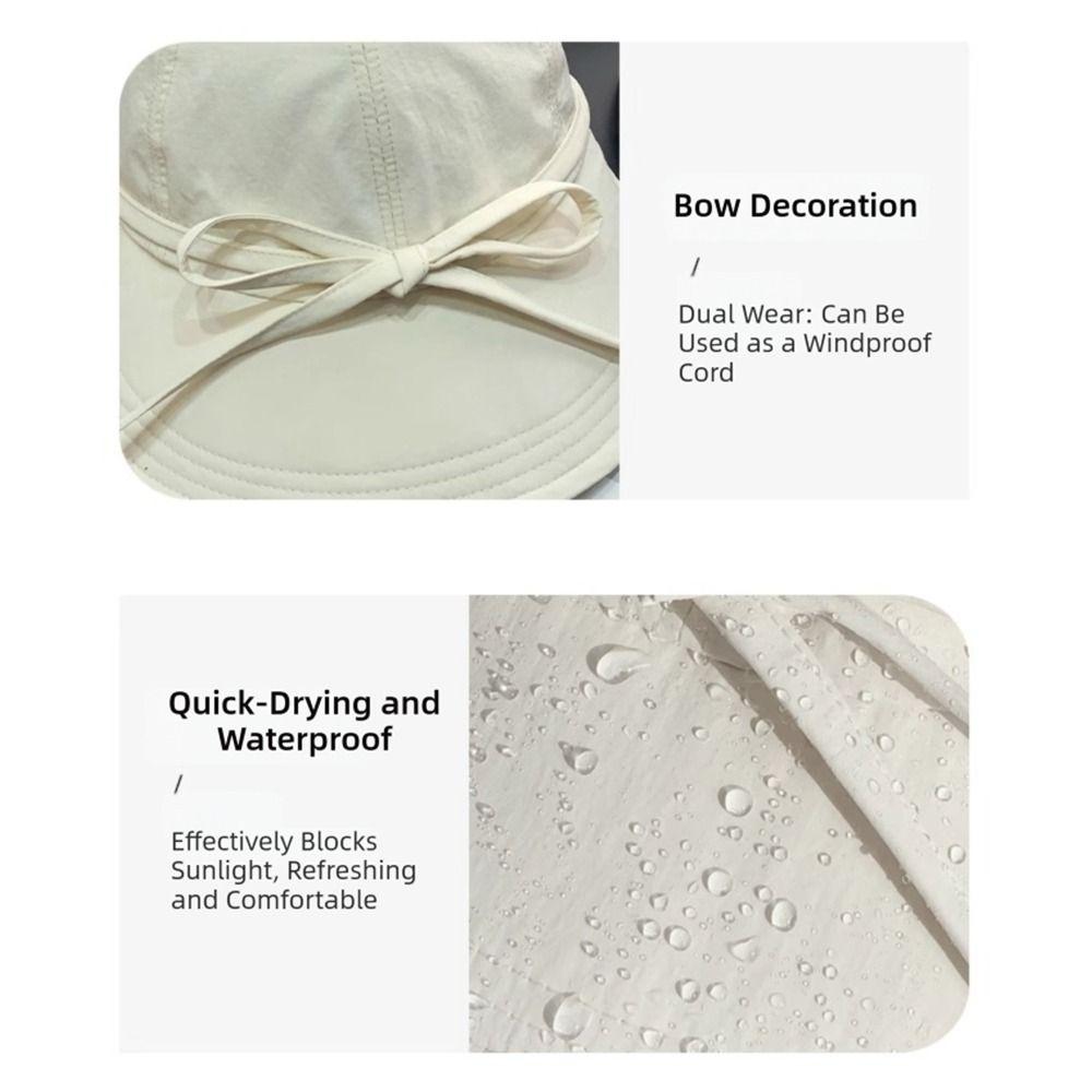 Wide Brim Bucket Hat Lace-up Fisherman Cap Casual Duck Tongue Cap  Women Girls Wear
