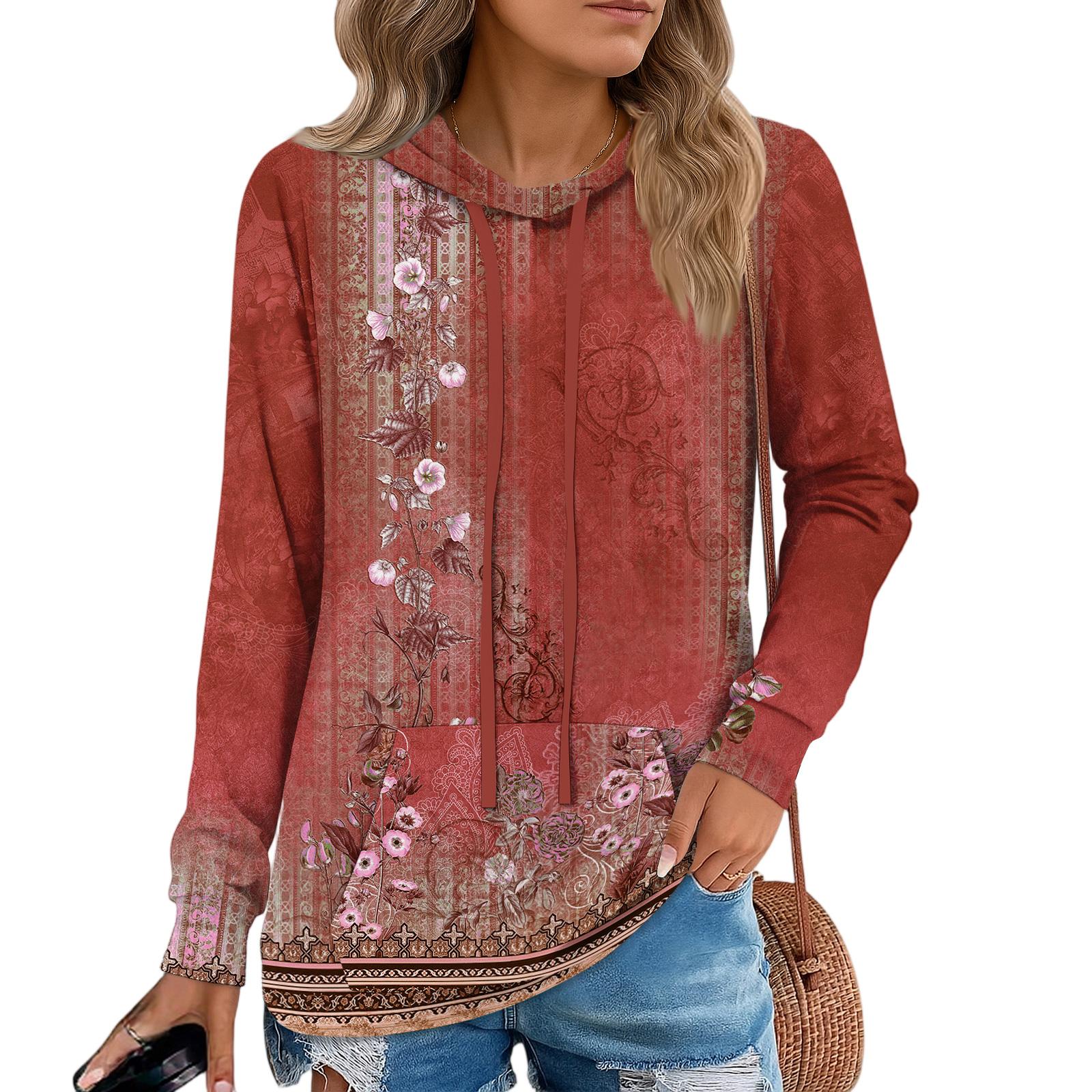 

Женские худи-пуловеры, модные толстовки с капюшоном для девочек-подростков, женский осенний туник-топ XL винный