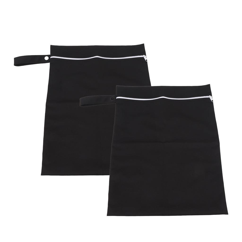 2pcs Black Wet Bag TPU Fabric Zipper Design Water Proof Storage Bag for Outdoor Wet Clothing