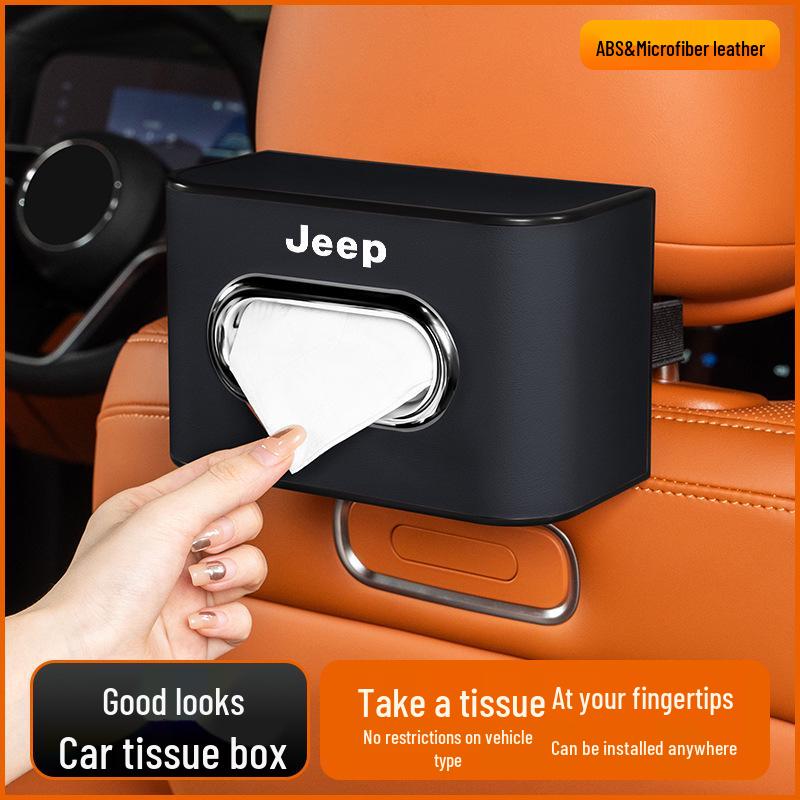 Car Tissue Box for Jeep Compass, Liberty, Patriot, and Commander: Armrest and Seat Back Pull-Out Design