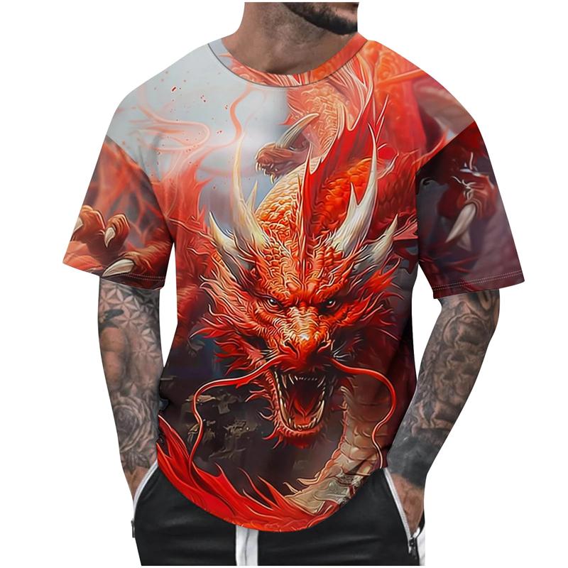 

Cool Oriental Dragon T-shirt Men s Clothing O Neck Regular Tees Tops 3D Print Unique Design Casual Fashion Street Trend T Shirts S