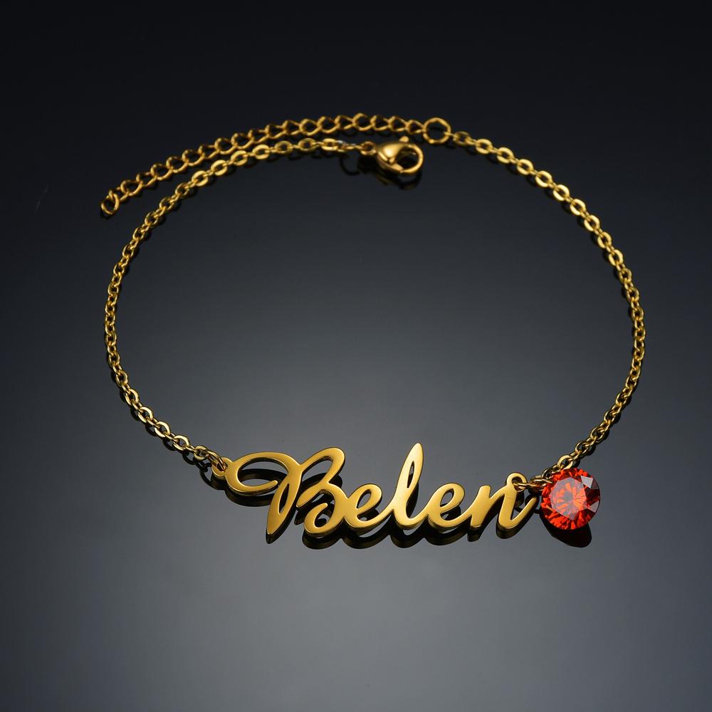 Atoztide Customized Bracelet Personalized Special Chain Nameplate Women Kids Stainless Steel Gold Color Bangle Chrismas Gift