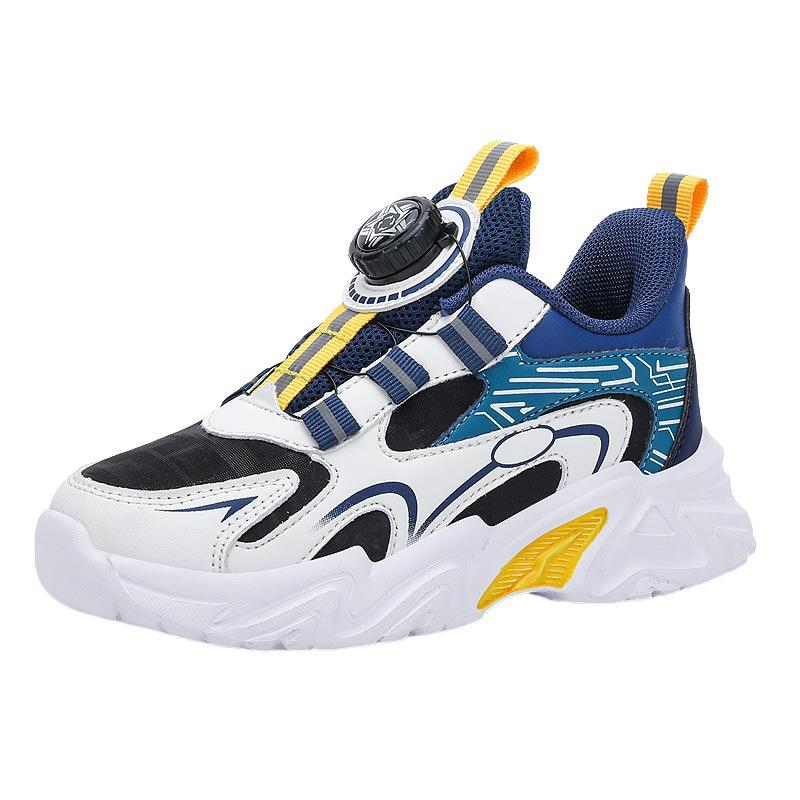 Boys Sneakers Trendy Shoes Rotary Buckle Girls Casual Leather Light Fashion Casual Middle and Old Children