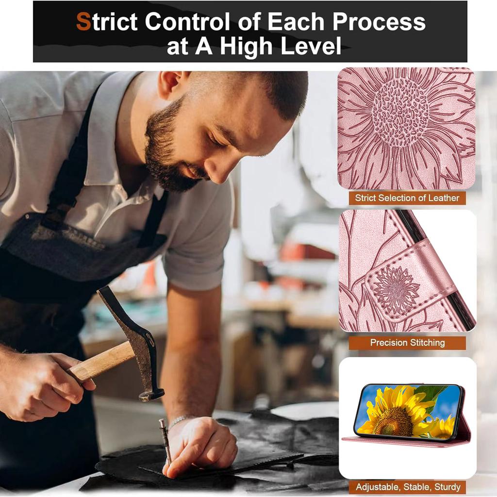 For iPhone 16e Case Sunflower Imprinted Wallet Stand Folio Flip Leather Cover