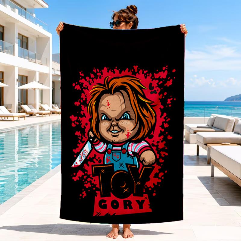 Chucky's Halloween Horror Beach Towel, Microfiber Beach Towel, Perfect For Pool, Beach, Travel, Home Decor Beach Party Fan gifts