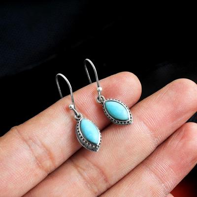 Natural Larimar Earring, Women Earring, Silver Jewelry, 925 Sterling Silver, Handmade Jewelry