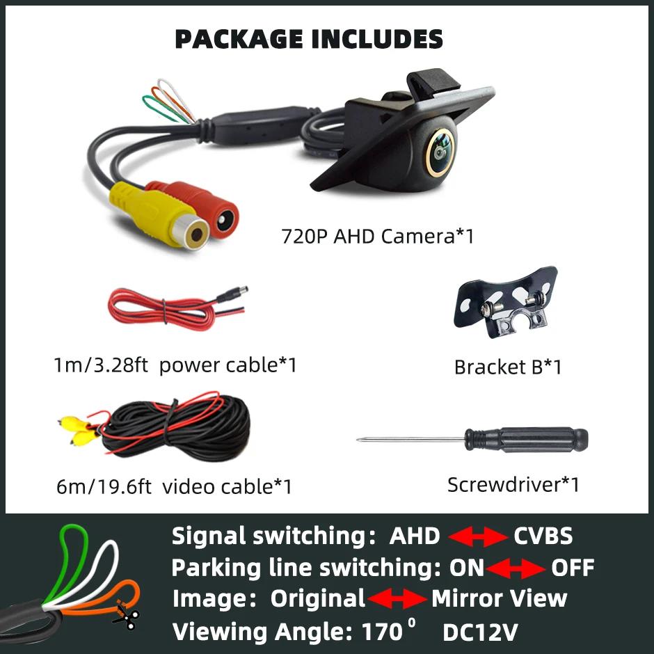 170° Reverse Rear View Backup Camera License Plate Light Mount AHD1080P or 720P CVBS Fisheye lens Assist System For Kia K3 K3S