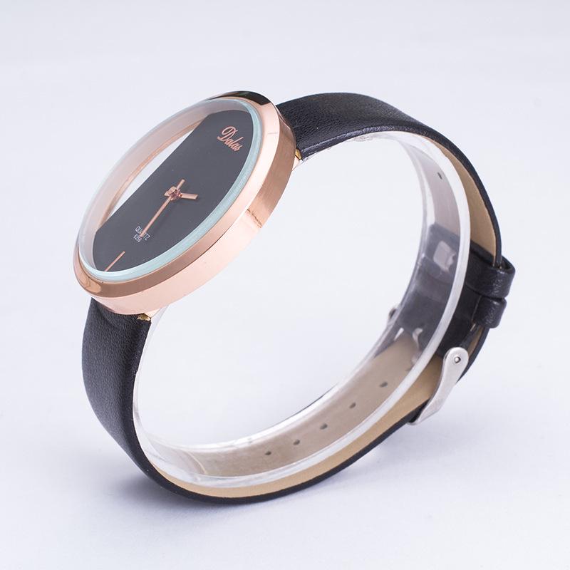 Fashion Casual Skeleton Watch with Leather Strap