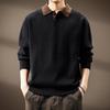 Herrhögkvalitativ tung bomullsfärgblockerad polotröja - Vår/höstkollektion 2025