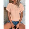 Top Eyelets Summer Spring Curved Hem, Casual Women's Short Sleeved Fashionable T-shirt Beach Vacation Short Style