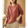 2025 Spring Women's Cotton Sweatshirt, Korean Style, Casual Loose Fit, Round Neck, Plus Size, Long Sleeve Top