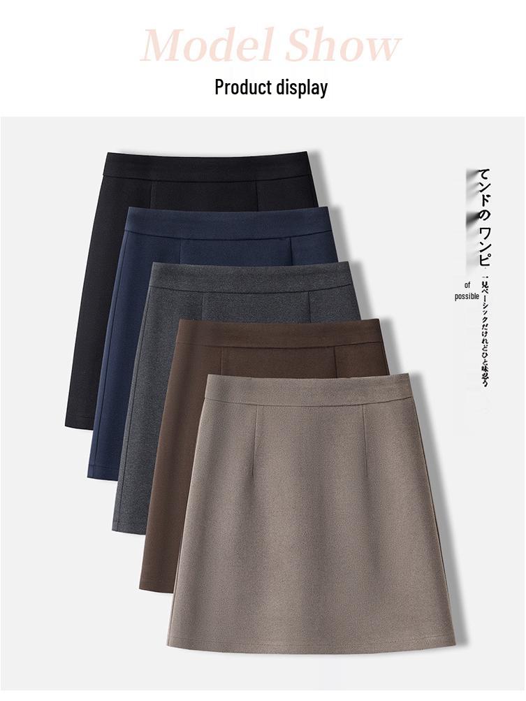 2025 Herbst/Winter Damen High-Waist Schlankmachender A-Linien Wollrock - Kurz, Gerade, Hüftbetont, Bequem.