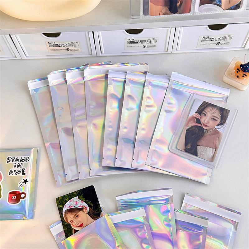 10Pcs Self-Sealing Laser Small Plastic Bags For Jewelry Pouch Jewelry Transparent Display Gift Packaging Storage Bag