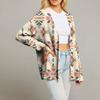 Women's Fashion Long Sleeve Christmas Print V-Neck Button Loose Cardigan Top