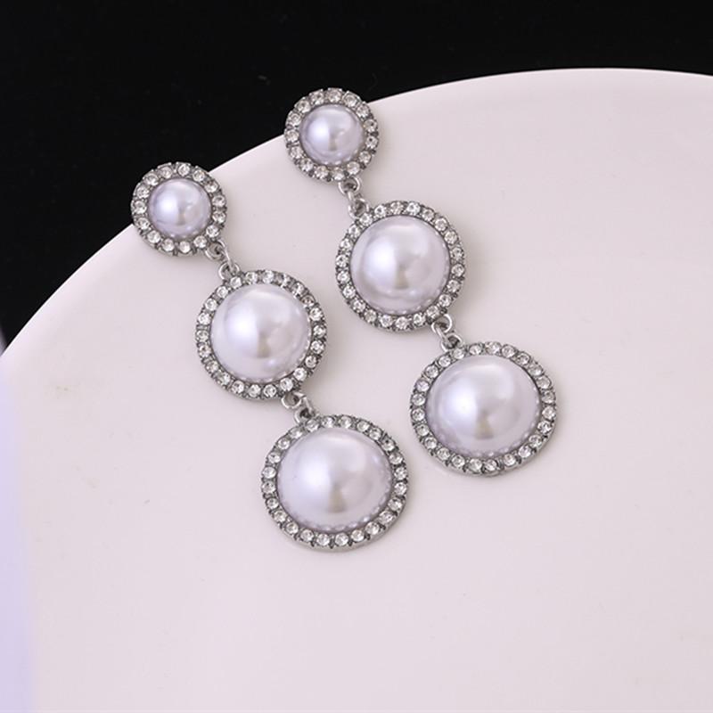 2023 Vintage Pearl Drop Earring For Women Ancient Sliver Color Long Pendant Dangle Earring Statement Ear Zircon Exquisite Gift