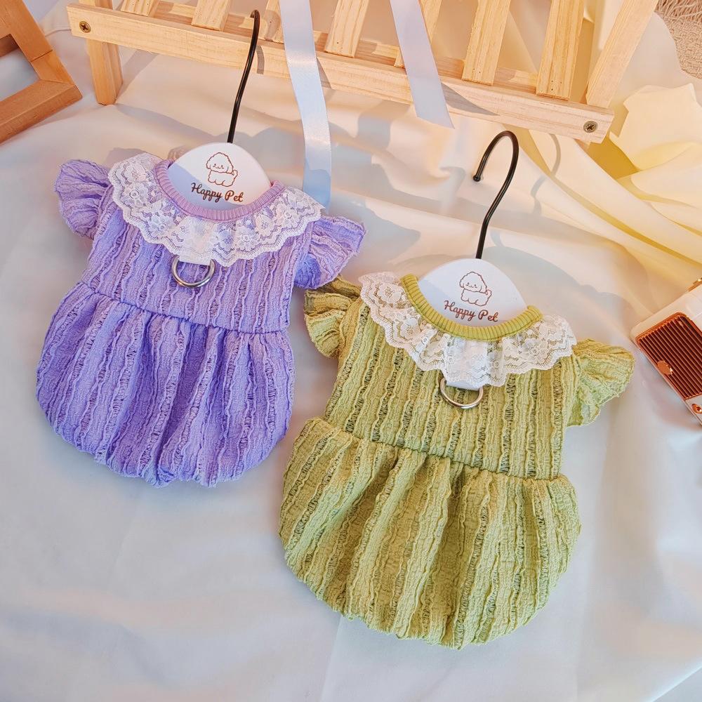 Pet Spring Flower Bud Skirt Thin Breathable Princess Style Tank Top with Mushroom Lace Top Dog Clothes for Small Dogs