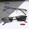 Men's Fashion Photochromic Half-Rim Metal Reading Glasses: Indoor/Outdoor Dual-Use with Anti-Blue Light Protection