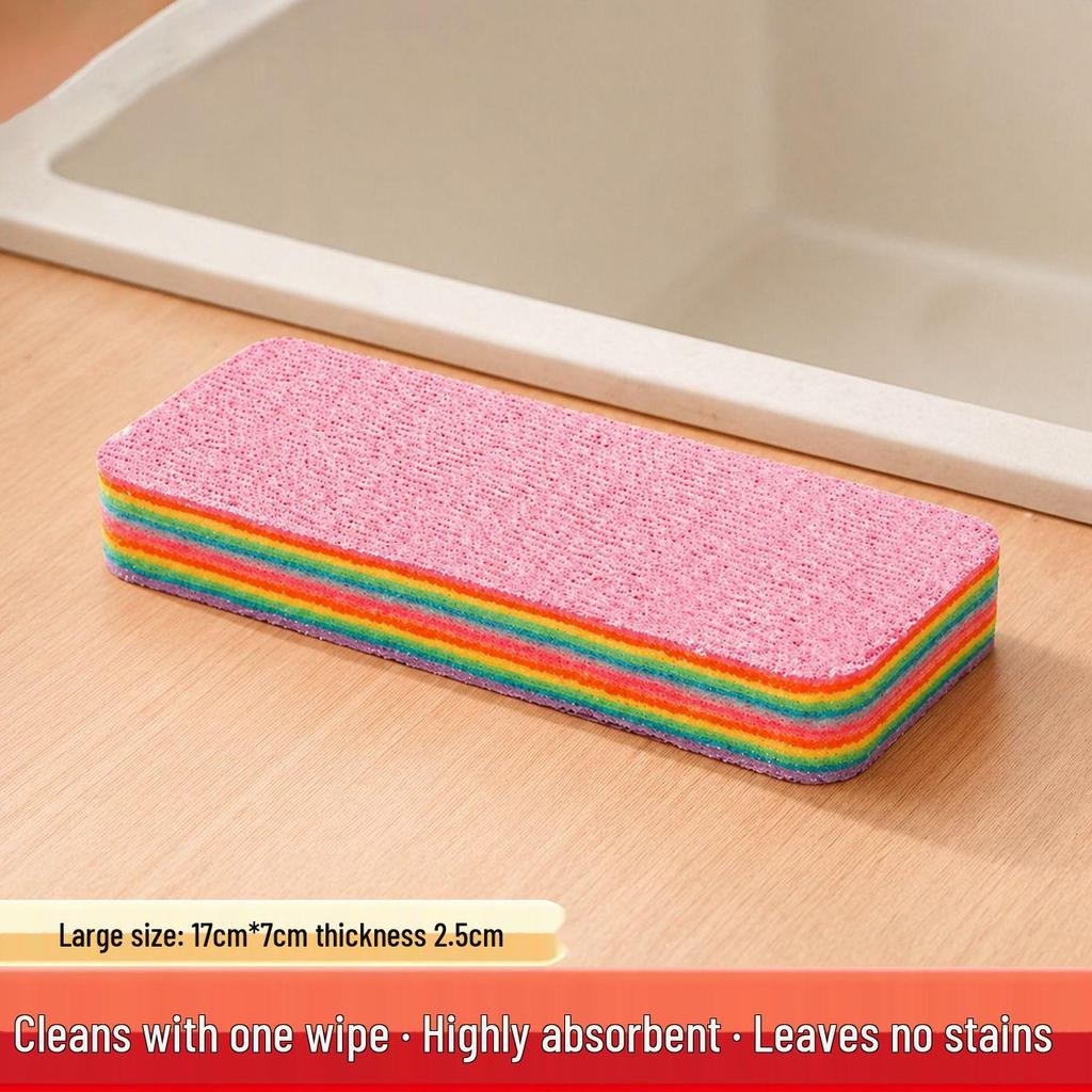 Tearable Multi-layer Rainbow Cleaning Cloth: Easy Oil & Stain Removal, No Shedding, Perfect for Kitchen Use
