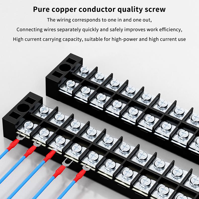 1Pcs Dual Row Barrier Screw Terminal Block Wire Connector 15A 600V For Tb Series 3 4 5 6 8 10 12 15 Positions Ways