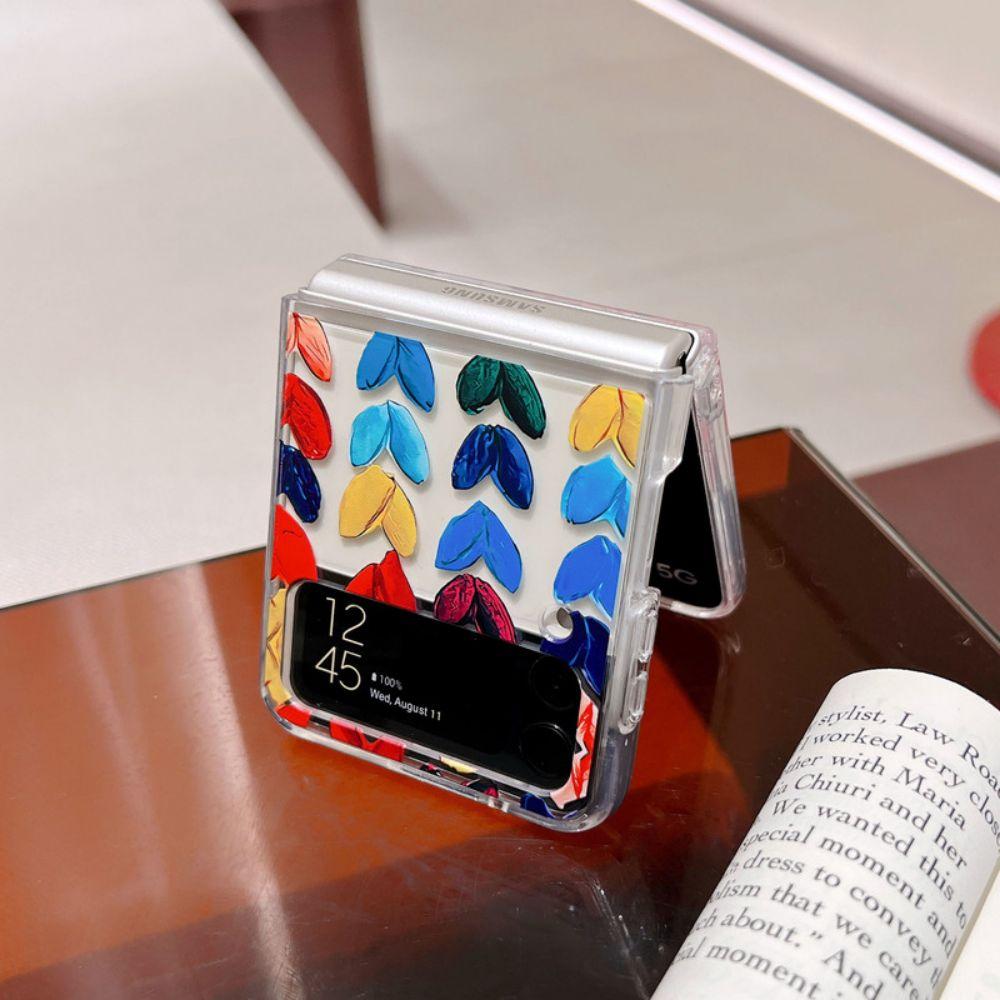 For Samsung Galaxy Z Flip 4 Case 3 Oil Painting Love Transparent Folding Case For Samsung Z Flip 3 5g Shockproof Hard Back Cover
