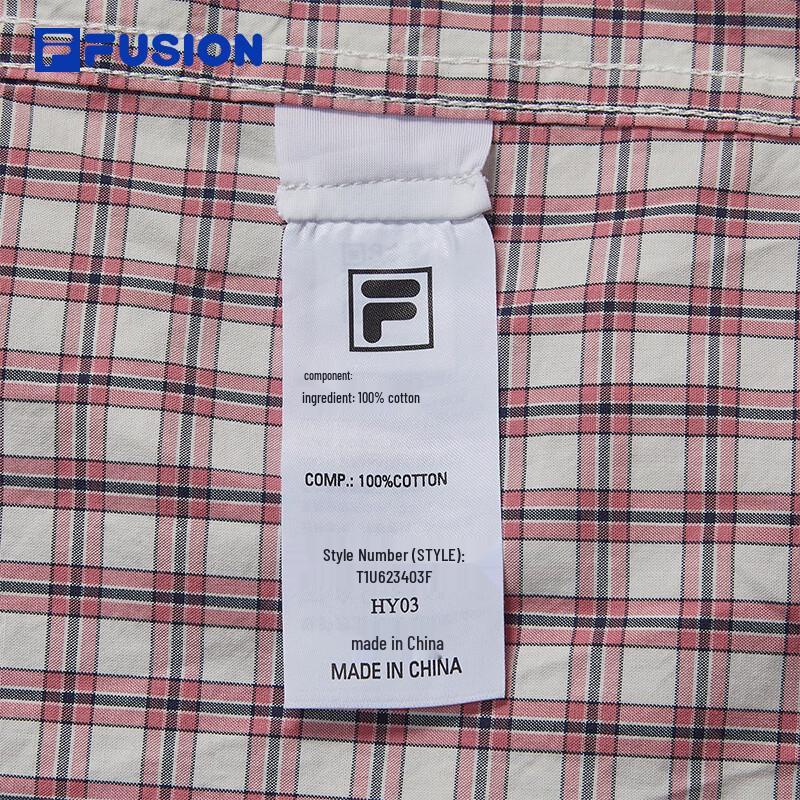 FILA FUSION Couple's Loose Fit Long-Sleeve Plaid Cotton Shirt