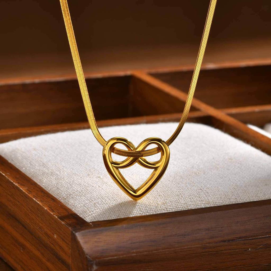 Choker Stainless Steel Heart Infinity Necklace Gold, Wind Versatile Jewelry Nc-2436