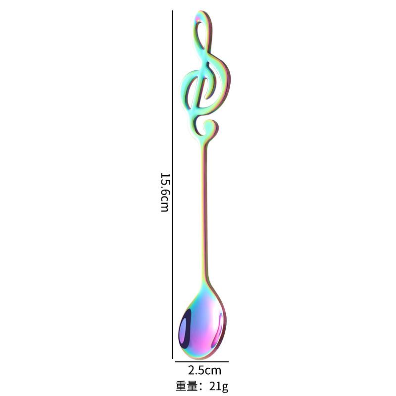 Musical Note Stainless Steel Teapoon Spoon Treble Clef Shape Mug Teaspoons Music Bar Ice Cream Creative Spoon Kitchen Tableware