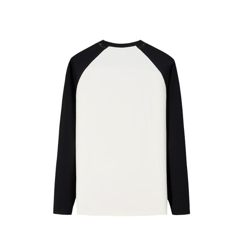 Anta Cotton Loose Comfortable Trendy Printed Color Block Casual Long Sleeve T-Shirt Women Tops 962548401-2