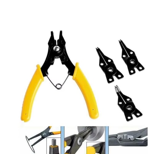 Snap Ring Pliers Tool Set - High Carbon Steel Forged with 4 Interchangeable Heads, Split Ring Pliers, Coupler Removal Tool with Comfortable Handles, M