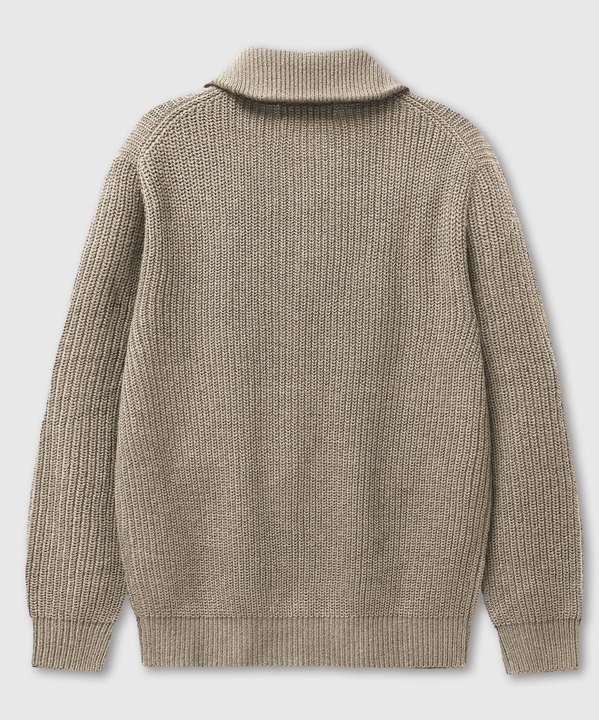 LEMAIN SECOND Oversized Voluminous Washable Half-Zip Hacci Knit [Beige]
