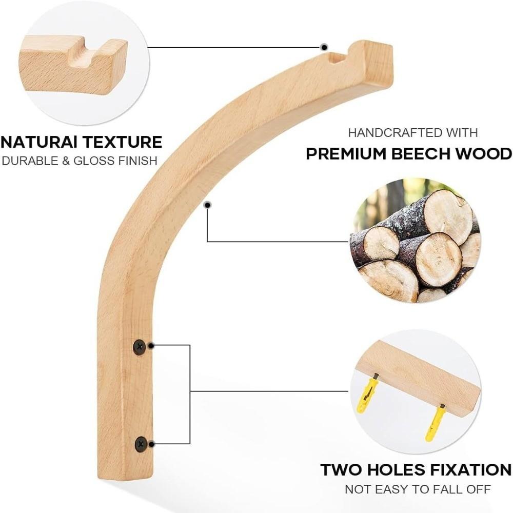 2pcs Hanging Decor Natural Wood Wall Plant Hangers Hook Design Hanging Bracket Hanging Flower Pot Flower Bracket Home Decor