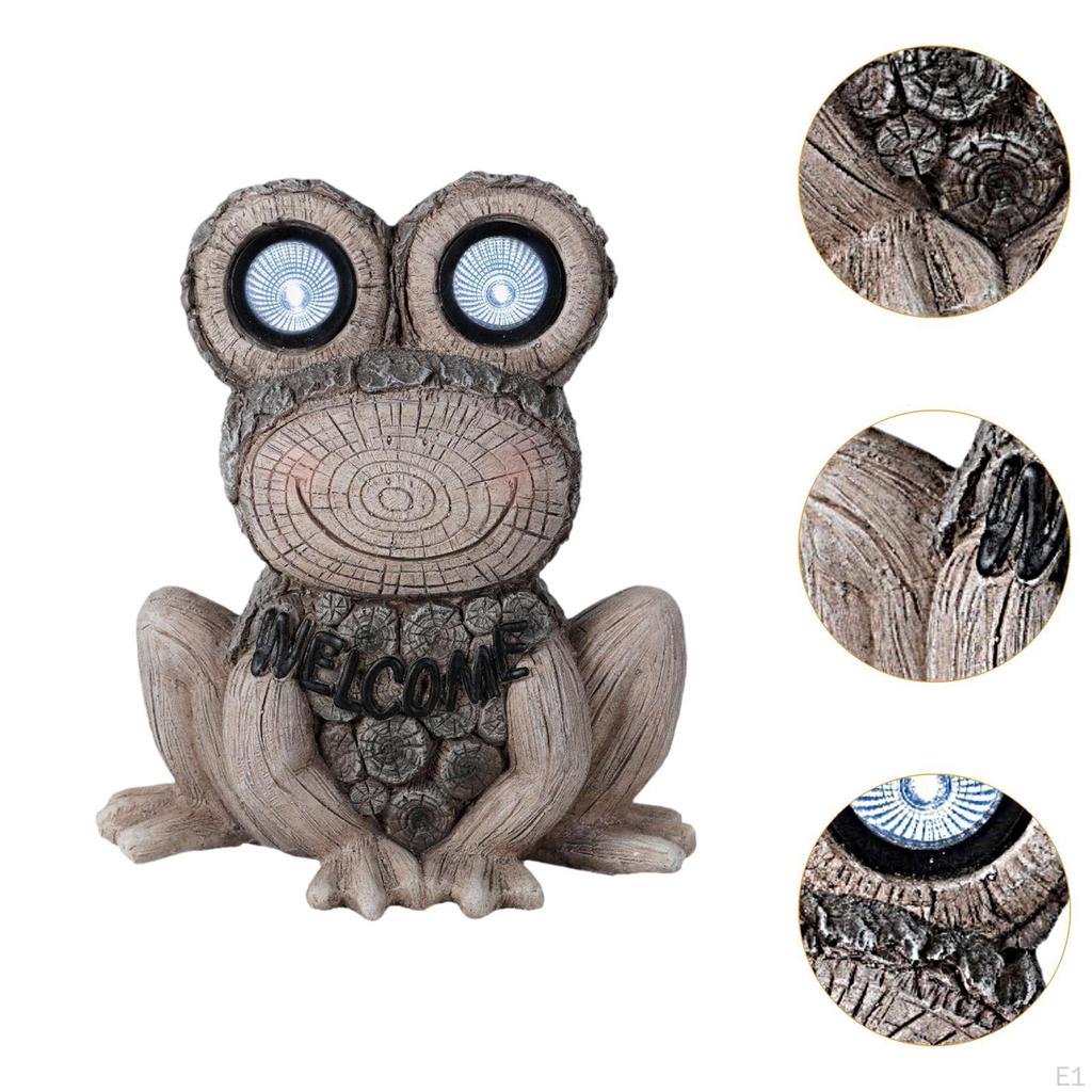 Solar Garden Statue Lights Lawn Ornament Lighting Fixture Outdoor Frog Figurine Resin Animal