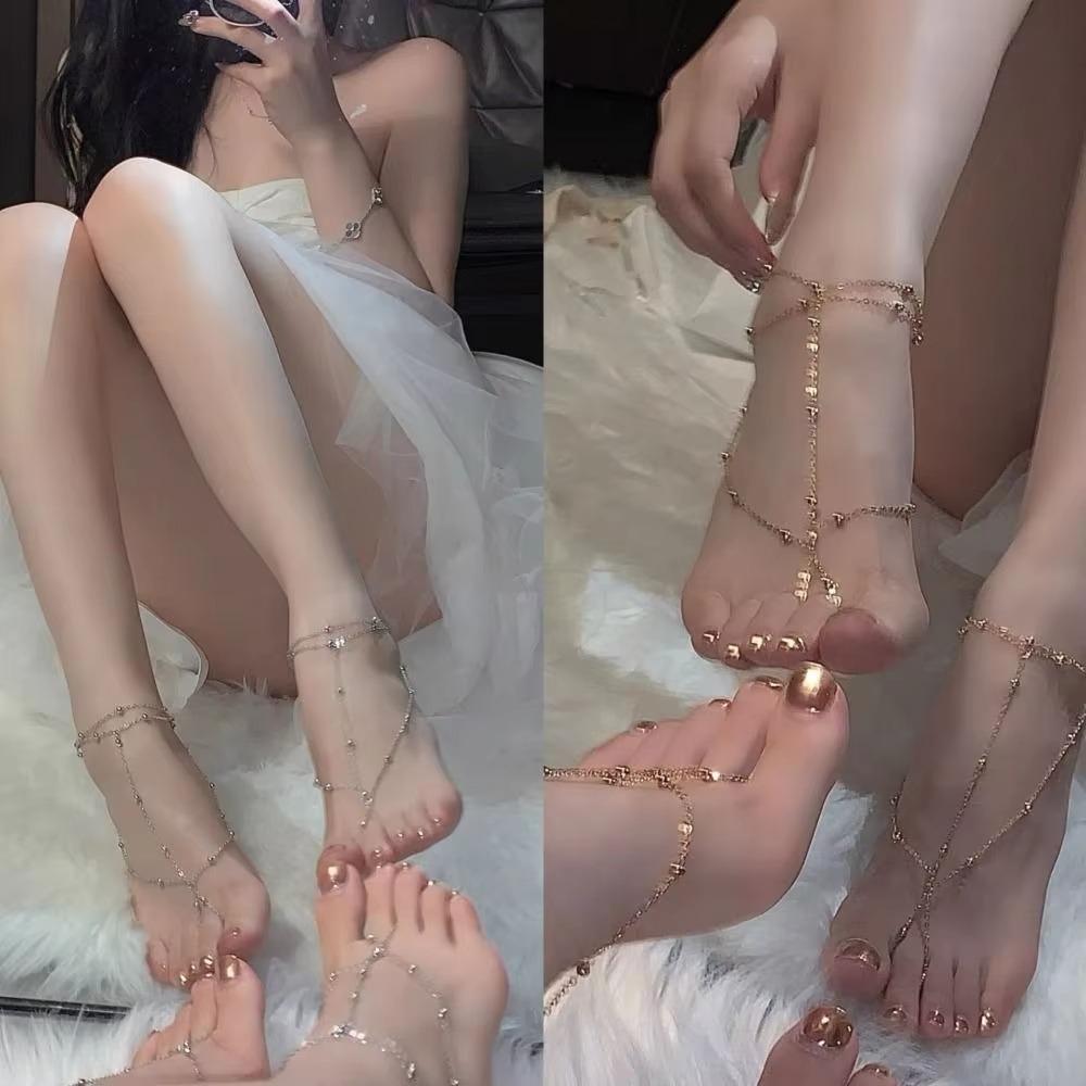 

Simple Anklet Multilayer Mesh Toe Foot Jewelry Fashion Instep Chain Man срібний
