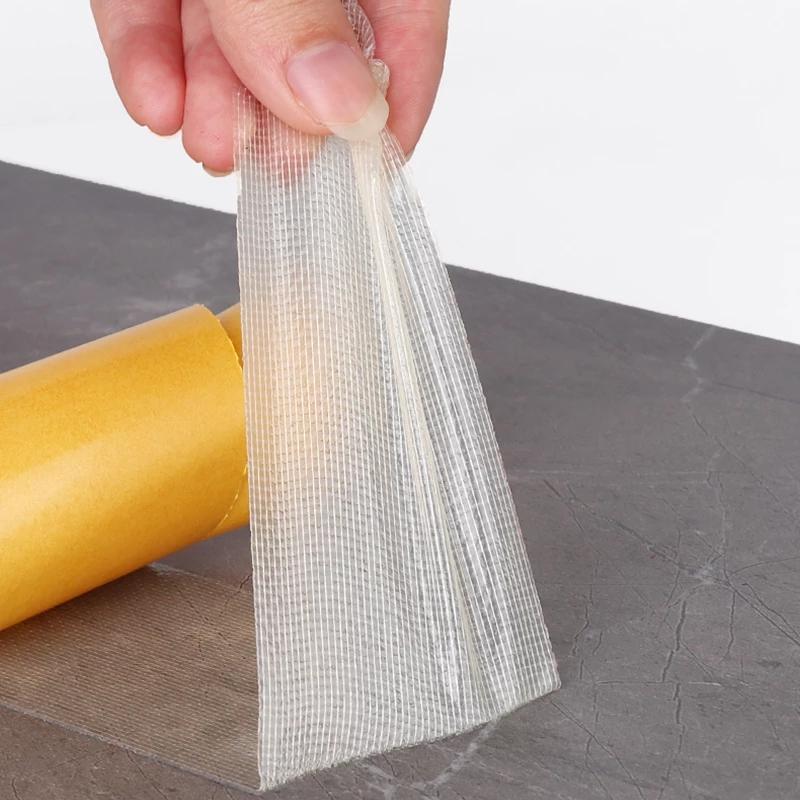 1Roll 20M Double Sided Tape High Viscosity Grid Fiber Transparent Double Sided Tape Sticky Adhesive Fiber Mesh Tape