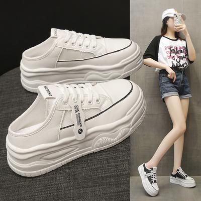 Women's Thick-Soled Home Casual Half Slippers Summer New Mesh Breathable Elevator Shoes Women's