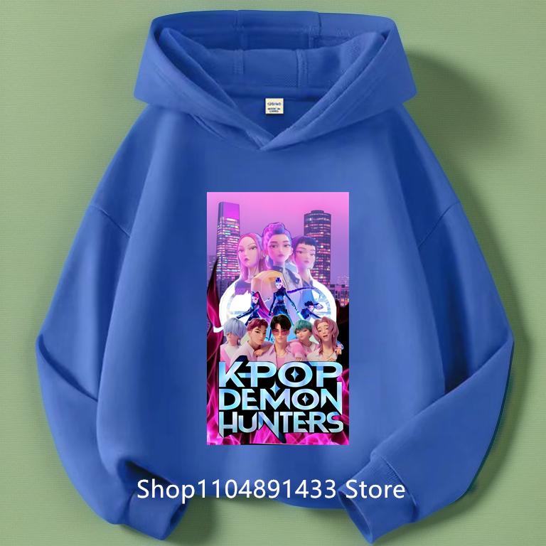 Kpop Dämonenjäger Kinder Logo Merch Hoodies Mädchen Jungen Sportliches Sweatshirt Langarm Lässiger Pullover ohne Kordelzug Hoodie