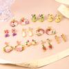Small Fresh Enamel Drop Glaze Flower Spring and Summer Series New Niche Unique High-end Earrings Temperament Colored Stud Earrings Women