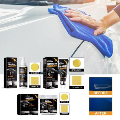 100/120ml Scratch Wax For Car, 2024 New Car Scratch Paste Polishing Wax, Car Scratch Remover Kit With Wipe & Sponge For Car Vehicles Deep Scratches