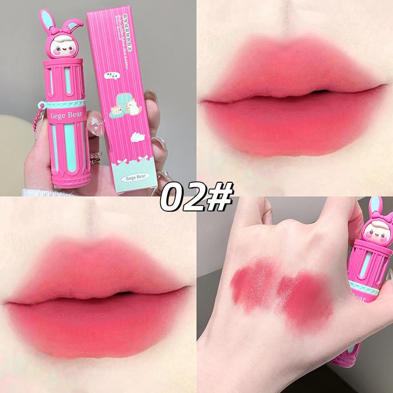 Gege Bear 'Cartoon Plush Long-Lasting Lip Balm in Six Colors (Silky Matte, Natural Mild Lip Gloss, Gift)