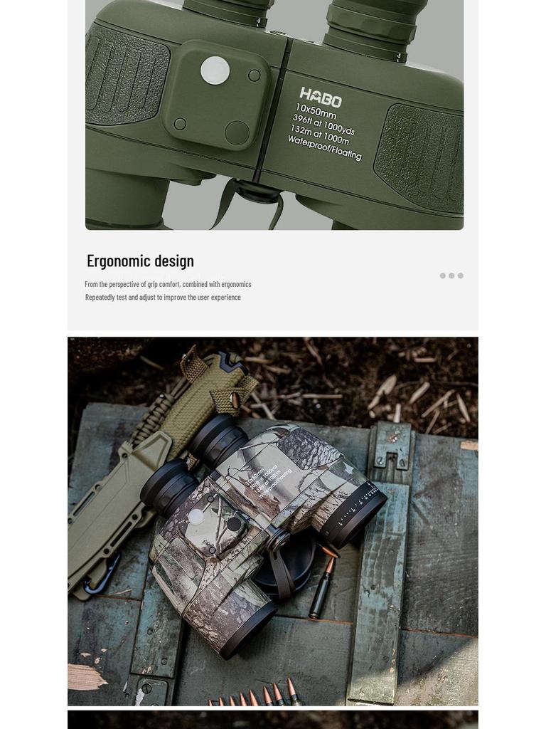 Binoclu 10x50 ED Impermeabil Anticeață de Înaltă Definiție cu Telemetru Infraroșu și Busolă Nautică