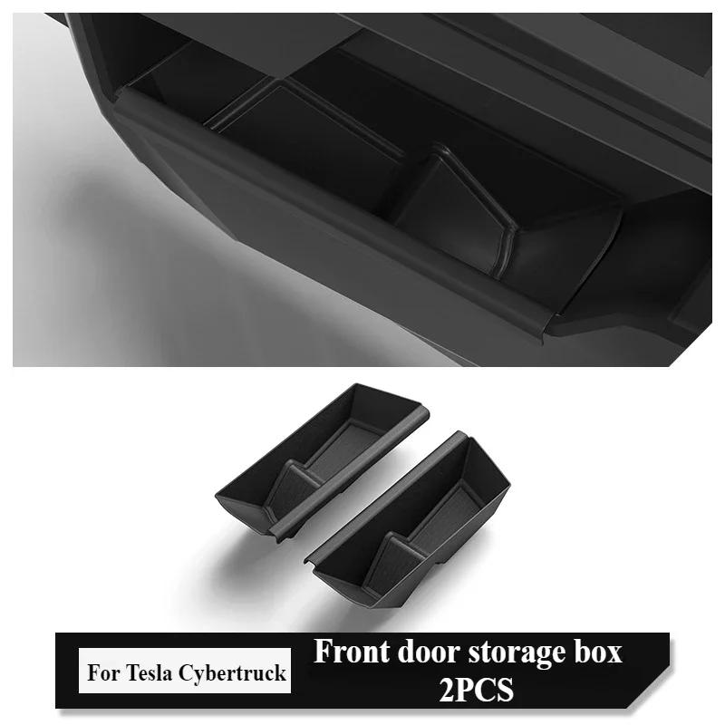 Front Door Side Storage Box for Tesla Cybertruck 2026 TPE Storage Organizer Tray Door Armrest Umbrella Trash Box Car Accessories front 2pcs